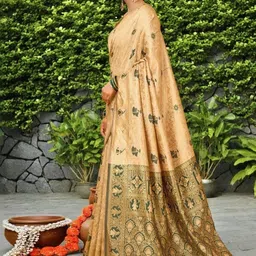 Kalista Ethnic Motifs Zari Silk Blend Paithani Saree image 4