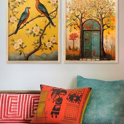 Kotart Brown & Yellow 2 Pieces Wooden Birds and Animals Wall Arts-picture-13