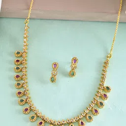 VOJ American Diamond Studded Classic Jewellery Set-picture-11
