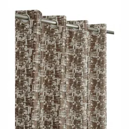 UrbanArts Brown & White Printed Room Darkening Long Door Curtain-image-5