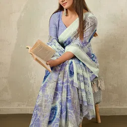 SHOPLANCE Zari Poly Georgette Handloom Saree image 4