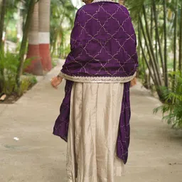 MOKOSH Floral Embroidered Panelled Sequinned Silk Anarkali Kurta With Trouser & Dupatta image 3