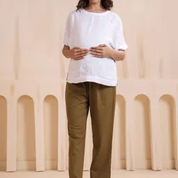 Ikk Kudi by Seerat Women Relaxed Straight Leg High-Rise Maternity Trousers image 4