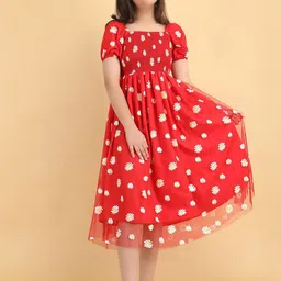 pinly PTVIZE Girls Printed Fit & Flare Square Neck Dress-picture-24