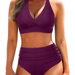 Night with Fun Halter Neck High-Waist Swim Bikini Set-picture-22