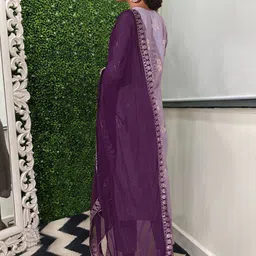 Anni Designer Floral Woven Design V-Neck Kurta With Trousers & Dupatta image 3