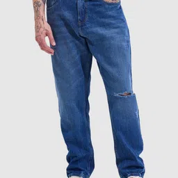 Snitch Men Loose Relaxed Fit Mildly Distressed Heavy Fade Stretchable Jeans-picture-30