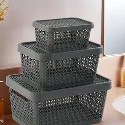 Kuber Industries Grey Set of 6 Regular Tote Basket Organisers image 4