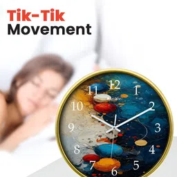 OLIVE TREE Gold-Toned & Blue Printed Contemporary Wall Clock image 4