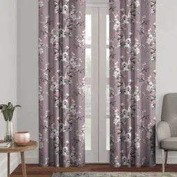 HOMEBREW FURNISHINGS Lavender & White 2 Pieces Printed Black Out Long Door Curtains-picture-14