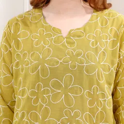 NIGHT FLOSS Women Embroidered Linen Tunic with Palazzos image 2