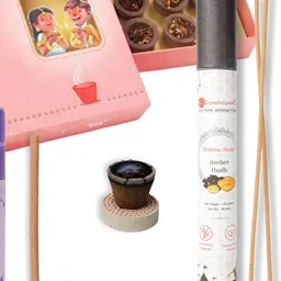 GaneshaSpeaks 55-Pcs Brown Rose Dhoop Cup & Lavender Dhoop Stick, Amberoud Incense Sticks-picture-18