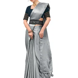 Kandora Satin Belted Saree with Blouse Piece image 2