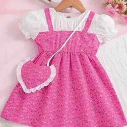 THOILLLING Girls Floral Printed Dress with Bag-image-23