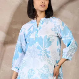 all about you Floral Print Mandarin Collar Puff Sleeve Top-picture-35