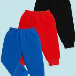 YK Infants Boys Pack Of 3 Solid Mid Rise Joggers Fleece Pajamas Warm & Soft Bottoms-picture-33