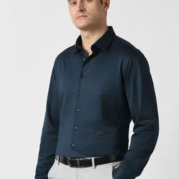 Van Heusen Men Slim Fit Solid Spread Collar Cotton Formal Shirt image 3