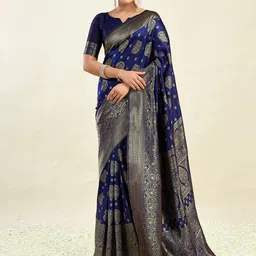 KALINI Woven Design Zari Silk Blend Banarasi Saree-picture-15