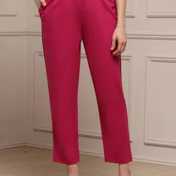 Biba Women Mid-Rise Regular Fit Cotton Trousers-picture-23