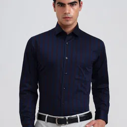 METAL Slim Fit Striped Spread Collar Cotton Formal Shirt-picture-40