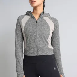 CULT Women's Dark Grey Work It Out Training Cropped Jacket-picture-34
