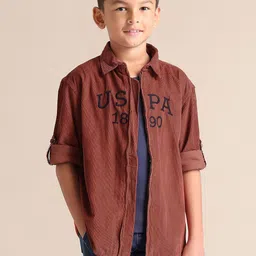 U.S. Polo Assn. Kids Boys Corduroy Pure Cotton Brand Logo Embroidery Casual Shirt-picture-50