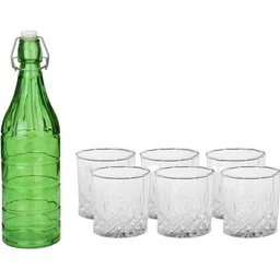 1ST TIME Green & Transparent Glass Solid Water Bottle-picture-29