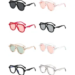 AUGEN Unisex Clear Lens & Gold-Toned Aviator Sunglasses with image 5