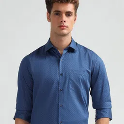 Arrow Men Manhattan Slim Fit Geometric Printed Spread Collar Pure Cotton Formal Shirt-image-96