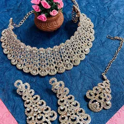 VATSALYA creation Gold Toned Stone Studded Jewellery Set-picture-28