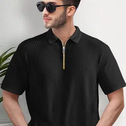 Moda Rapido Men Self Design Polo Collar Casual T-shirt-picture-16