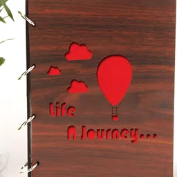 SEHAZ ARTWORKS Brown & Red Life A Journey Printed Paper & Wooden Photo Album image 2