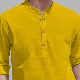 EdinWolf Men Cotton Mandarin Collar Roll-Up Sleeves Kurta image 3