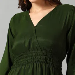 Jash Creation Women Olive Crepe Solid Anarkali Kurtas image 4