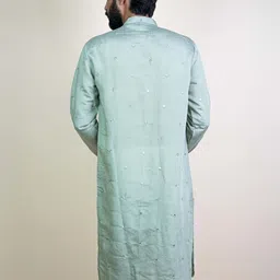 KUNDALI KAKSHAY Men Embroidered Regular Mirror Work Kurta with Pyjamas image 3