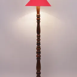 Devansh Red & Brown Cotton Wooden Floor Lamp image 4