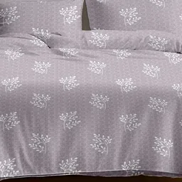 Sleeping Owls Mauve & White Floral 144 TC Queen Bedsheet with 2 Pillow Covers image 2