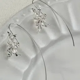 VAGHBHATT Silver-Plated Floral Shaped Drop Earrings-picture-51