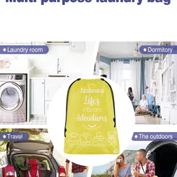 Aura Yellow & Blue 4 Pieces Printed Foldable Water Resistant Multi-Utility Laundry Bags image 3