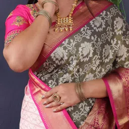 amirat Woven Design Zari Pure Silk Kanjeevaram Saree image 5