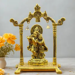 INTERNATIONAL GIFT Gold-Toned Radha Krishna Religious Idol Showpiece-image-27