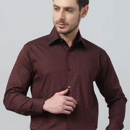 Hancock Men Classic Fit Micro Checked Spread Collar Formal Shirt image 4