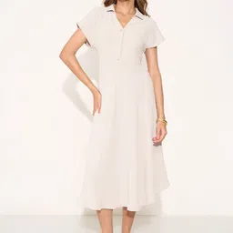 Annabelle by Pantaloons Shirt Collar Fit & Flare Midi Dress-picture-12