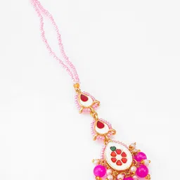 Anouk Gold-Plated Kundan Studded And Beaded Maang Tikka Head Jewellery image 5