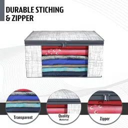 Aura Grey & White 6 Pieces Printed Foldable Saree Covers image 4