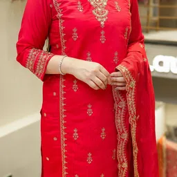 Siya Fashion Women Ethnic Motifs Embroidered Regular Thread Work Kurta with Trousers & With Dupatta image 2