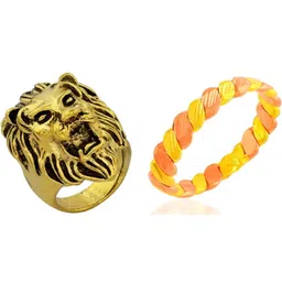 Dynamic Retail Global Set of 2 Gold Alloy Finger Ring-picture-25