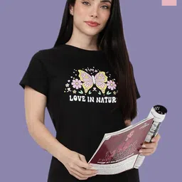 Kryptic Women Pack Of 2 Typography Printed Round Neck Pure Cotton Lounge Tshirts-picture-21