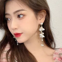 Celestique Contemporary Korean Long Drop Earrings image 3