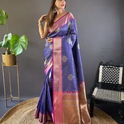 RAJ DHARMA SILK Woven Design Zari Silk Blend Mysore Silk Saree-picture-17